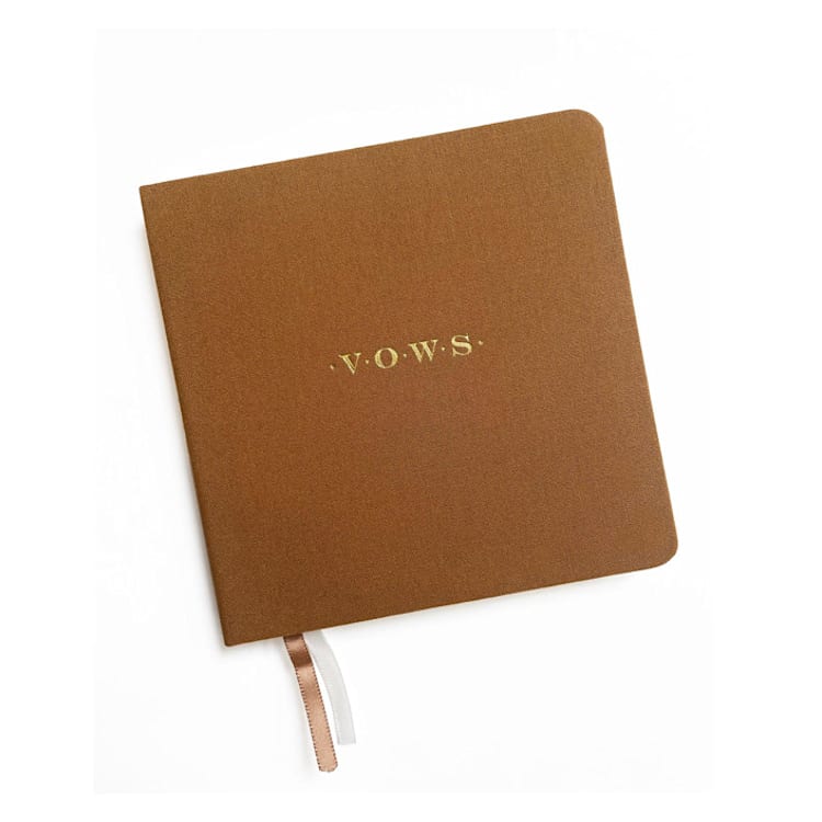 "Linen Wedding Vows Book | Gold Foil on Honey Gold Linen" - Wedding Vow Books in natural by Jessica Cunningham