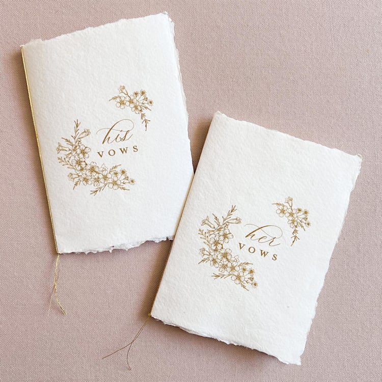 "His and Hers Vow Book Set- Gold and Ivory" - Wedding Vow Books in natural by Jen Simpson