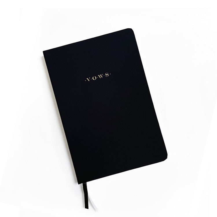 "Linen Wedding Vows Book | Gold Foil on Black Linen" - Wedding Vow Books in black by Jessica Cunningham