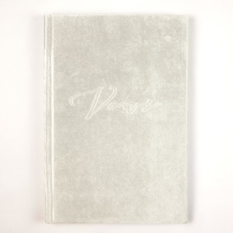 "Vow Book White Velvet" - Wedding Vow Books in white by Ribbon and Rings