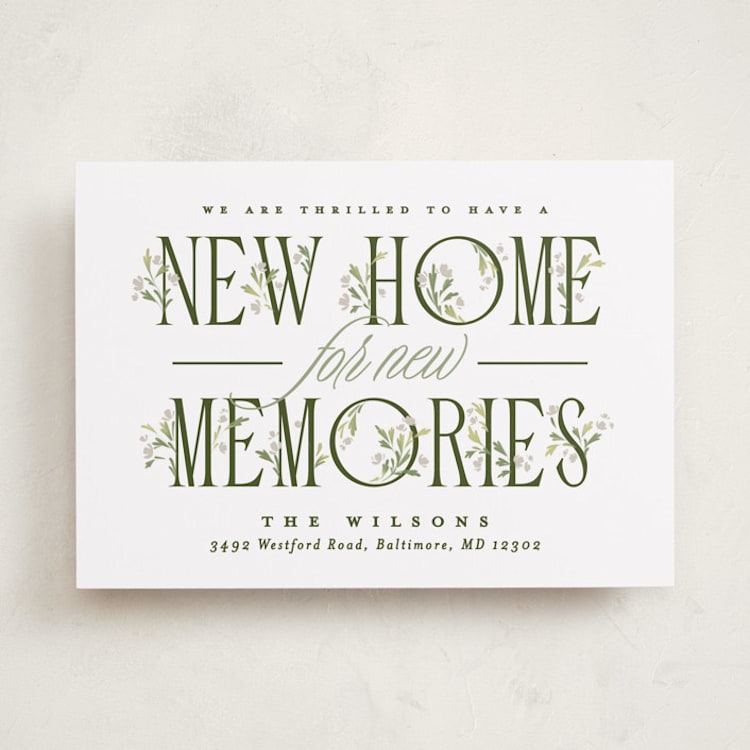 "Hearth" - Moving Announcements in Greenery by Erin L. Wilson - Front
