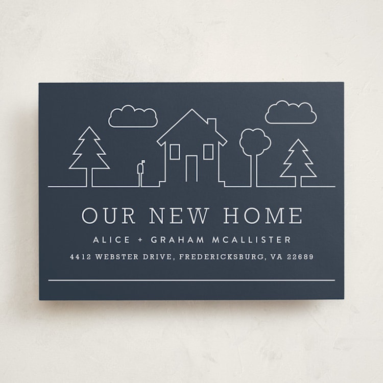 "Suburban Landscape" - Moving Announcements in Denim by Carly Reed Walker - Front