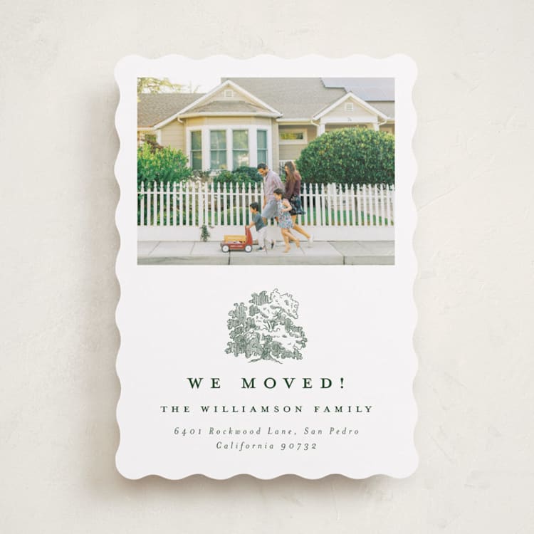 "Old Oak Tree" - Moving Announcements in Hunter Green by Becky Nimoy - Front