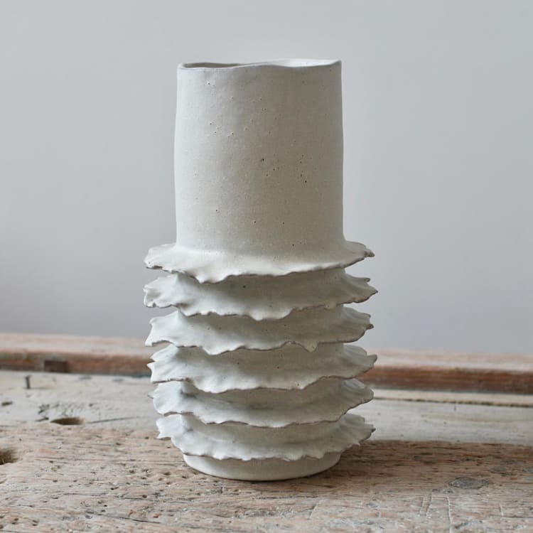 "Ribera Tall Coastal Vase" - Vases in white by OWO Cerámica