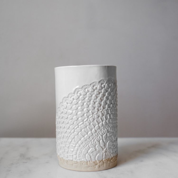 "Lace Canister Medium" - Vases in white by Handmade Studio TN