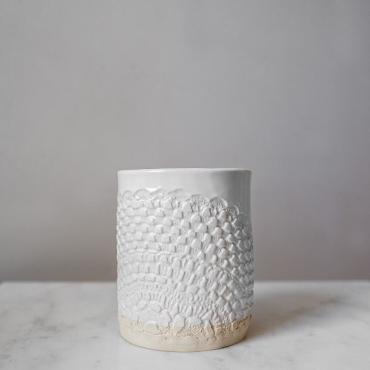 "Lace Canister Small" - Vases in white by Handmade Studio TN