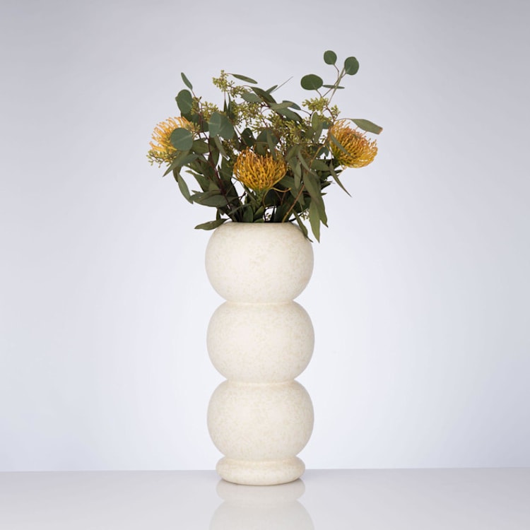 "Ceramic Sculptural Vase - White Stacked & Chic" - Vases in white by DinaDecor