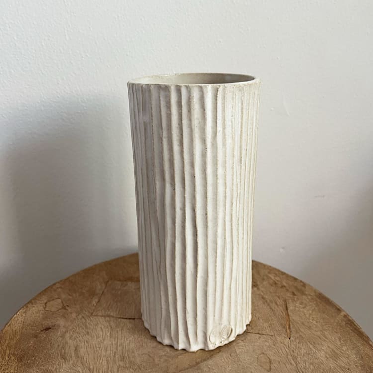 "Ribbed Vase - Large" - Vases in white by Sidney Field