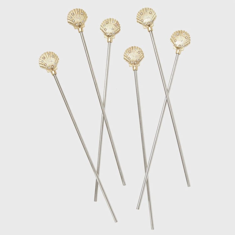 "Shell swizzle sticks" - Wine and Bar Tools in gold by Joanna Buchanan