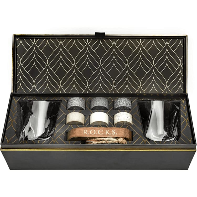 "The Connoisseur's Set - Twist Glass Edition" - Wine and Bar Tools in black by ROCKS Whiskey Chilling Stones