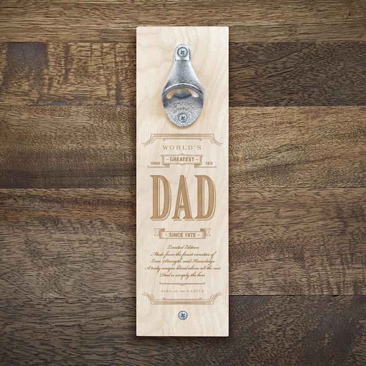 "Greatest Dad Bottle Opener" - Wine and Bar Tools in natural by Artificer Wood Works