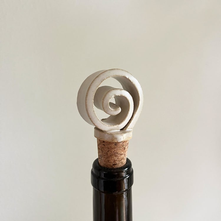 "Wine Topper - Swirl" - Wine and Bar Tools in white by Sidney Field