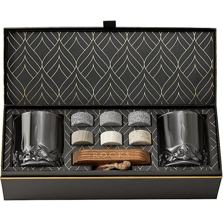 "The Connoisseur's Set - Signature Glass Edition" - Wine and Bar Tools in black by ROCKS Whiskey Chilling Stones