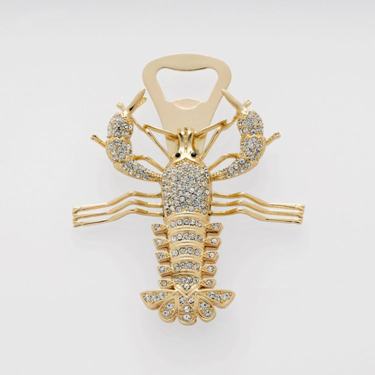 "Lobster bottle opener" - Wine and Bar Tools in gold by Joanna Buchanan