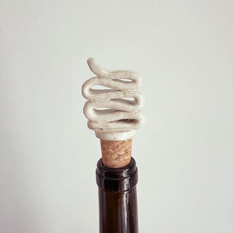 "Wine Topper - Ribbon" - Wine and Bar Tools in white by Sidney Field