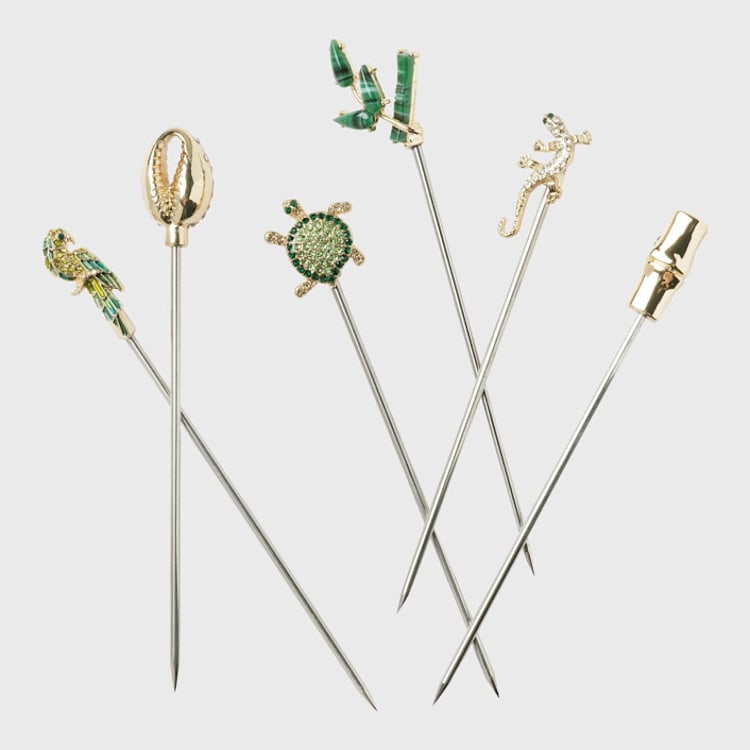 "Palm beach cocktail picks" - Wine and Bar Tools in gold by Joanna Buchanan