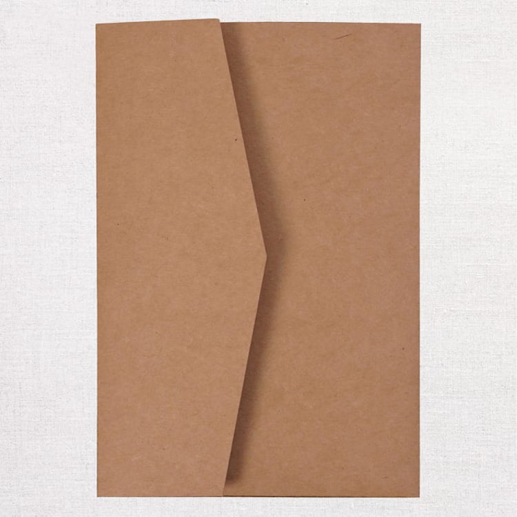 "Qty of 50 Custom Dark Kraft Matte Simply Elegant Tri-fold Pocket with Mailing Envelopes" - Invitation Pockets in brown by Papel Custom Design
