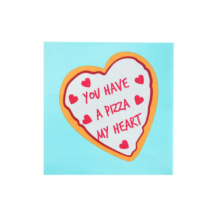 "Y2K Pizza My Heart Cocktail Napkins - Pack of 20" - Napkins in blue by Jollity and Co