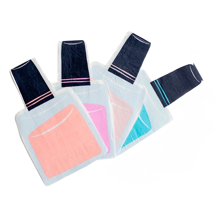 "Sweet Dreams Nail Polish Large Napkins - Set of 16" - Napkins in multicolor by Jollity and Co