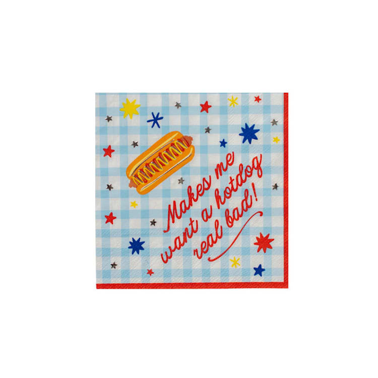 "Patriotic Hot Dog Cocktail Napkins - Pack of 20" - Napkins in multicolor by Jollity and Co
