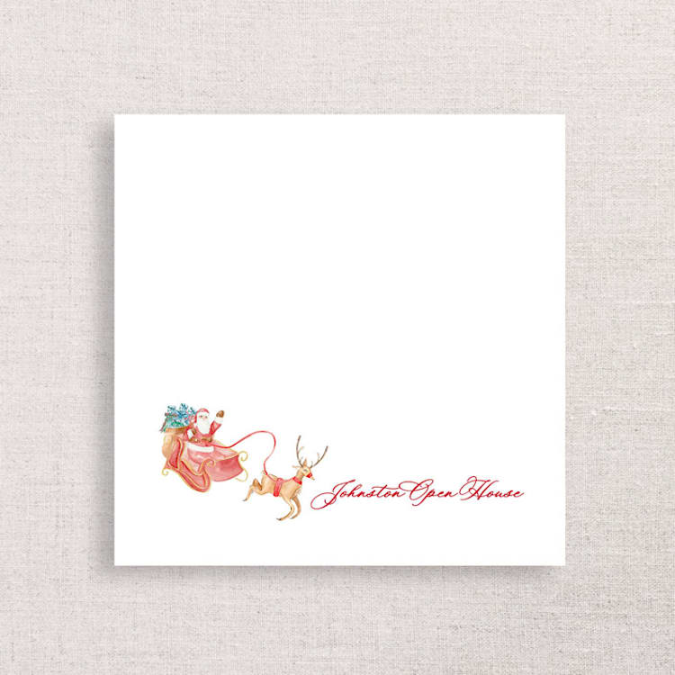 "Santa and Reindeer Open House Premium Napkins" - Napkins in white by Papel Custom Design