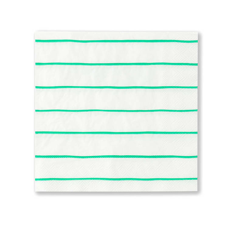 "Clover Frenchie Stripes Large Napkins" - Napkins in green by Jollity and Co