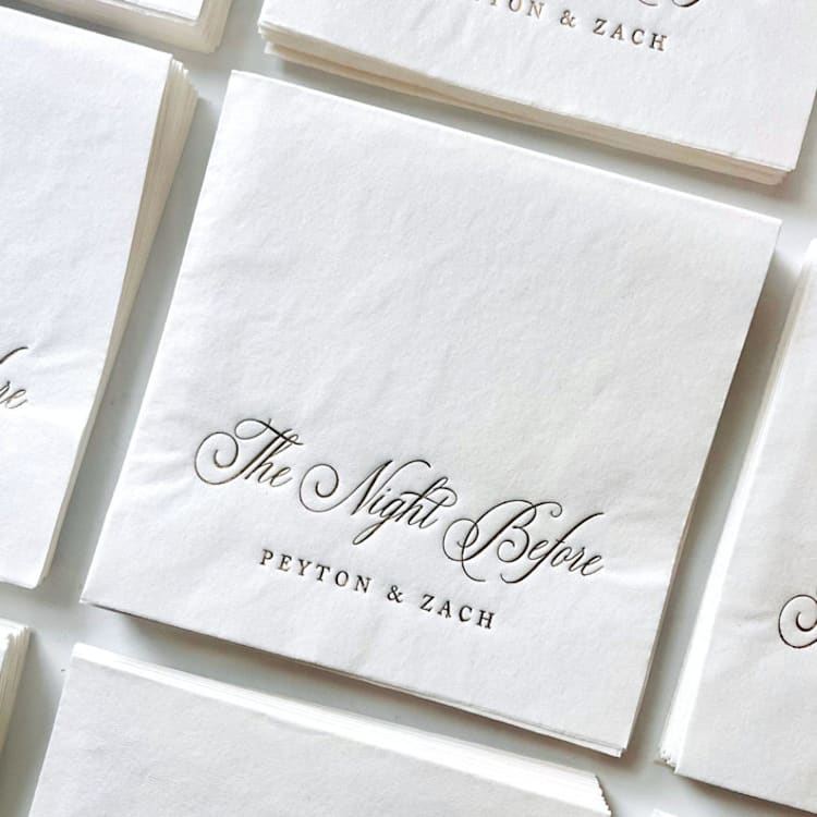 "The Night Before Cocktail Napkins | Custom Rehearsal Dinner Decor | Set of 50" - Napkins in white by Alyssa Cook