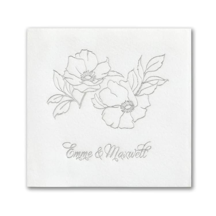 "Floral Impressions Premium Napkin - Beverage - Pack of 100" - Napkins in white by Papel Custom Design