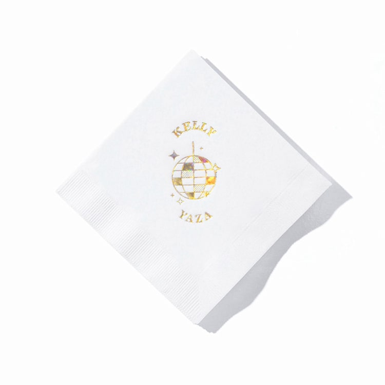 "Retro Wedding Disco Ball Napkin, cocktail size, set of 100" - Napkins in white by ForYourParty