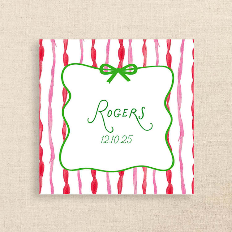 "Fun Holiday Striped Name Personalized Cocktail Napkins | Pack of 50 premium quality" - Napkins in multicolor by Papel Custom Design