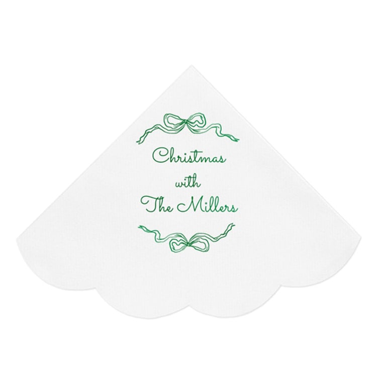 "Holiday Bows Scalloped Luncheon Napkin" - Napkins in white by ForYourParty
