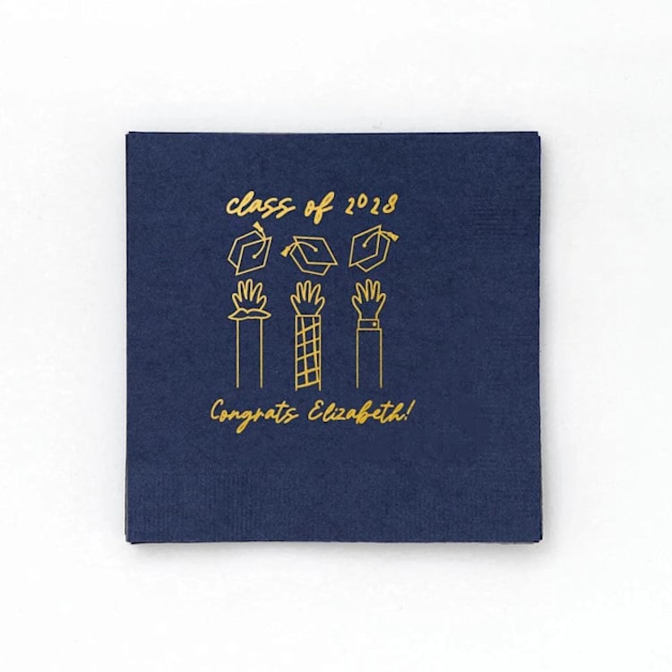 "Celebration Caps Line Art Napkin, cocktail size, set of 50" - Napkins in blue by ForYourParty