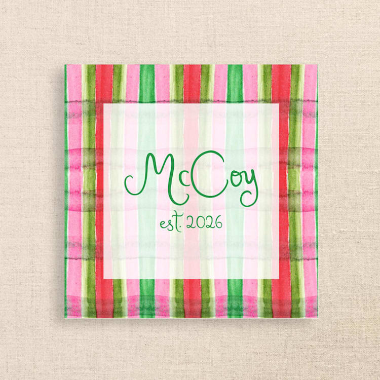 "Striped Bow Personalized Cocktail Napkins | Pack of 50 premium quality" - Napkins in multicolor by Papel Custom Design