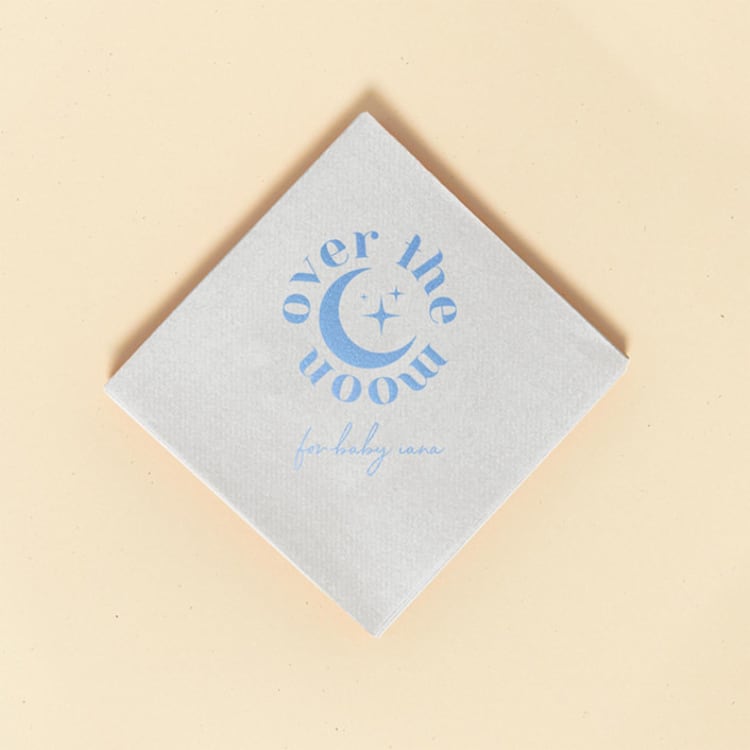 "Over The Moon Baby Shower Napkin, cocktail size, set of 50" - Napkins in gray by ForYourParty