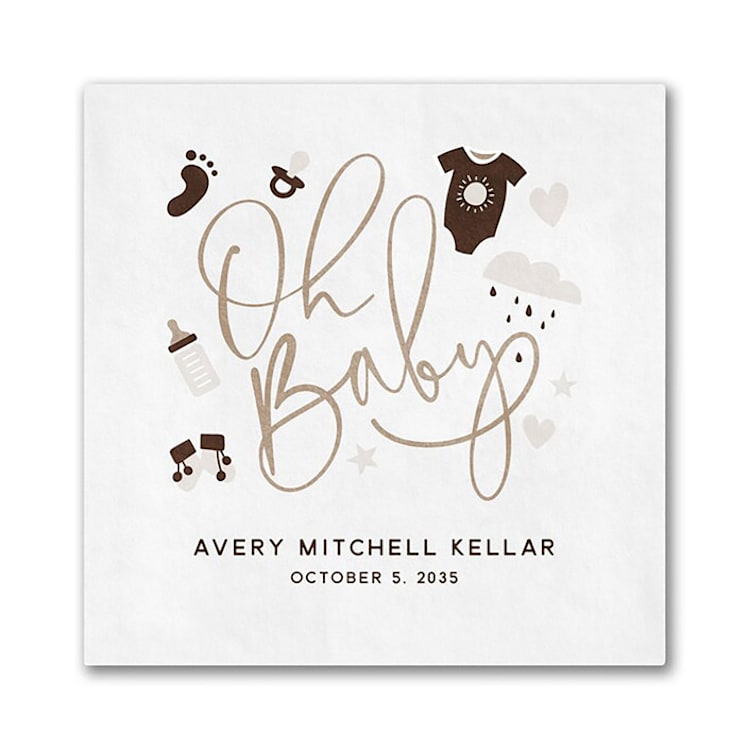 "Baby Icons Digital Beverage Napkin" - Napkins in white by Papel Custom Design