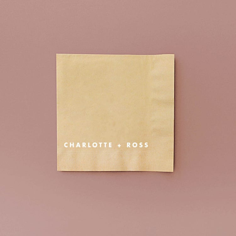 "Simple Block Names Statement Napkin, cocktail size, set of 50" - Napkins in beige by ForYourParty