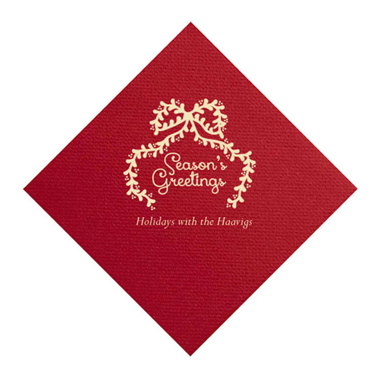 "Season's Greetings Customizable Bow Napkins, Set of 50" - Napkins in red by ForYourParty