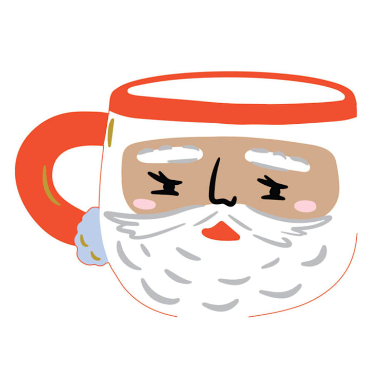 "Baking Spirits Bright White Santa Mug Large Napkins - Set of 16" - Napkins in multicolor by Jollity and Co