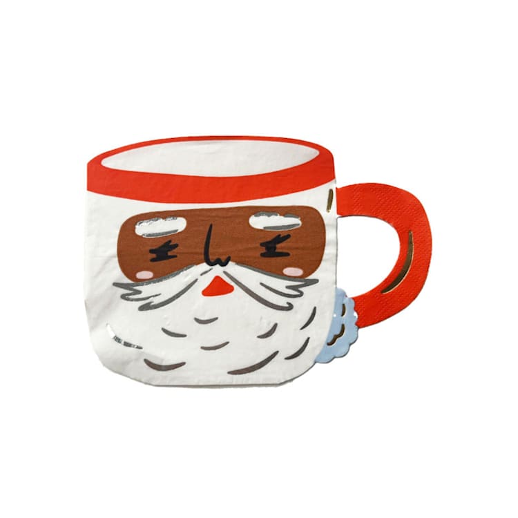 "Baking Spirits Bright Brown Santa Mug Large Napkins - Set of 16" - Napkins in multicolor by Jollity and Co