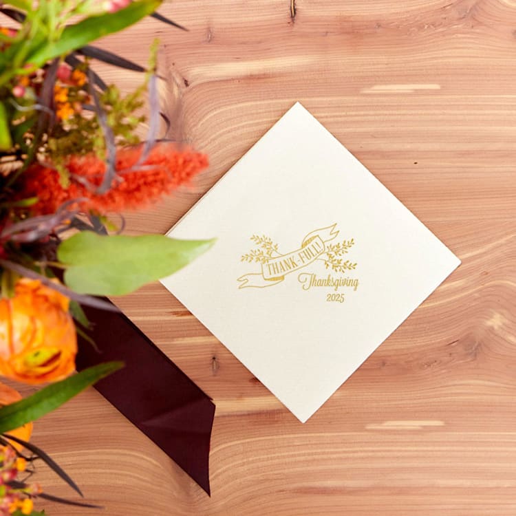"Thank-full Napkin, cocktail size, set of 100" - Napkins in bronze by ForYourParty