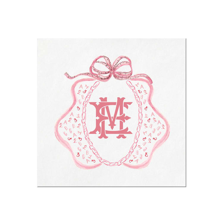 "Pink Bib Personalized Baby Shower Napkins" - Napkins in white by Papel Custom Design
