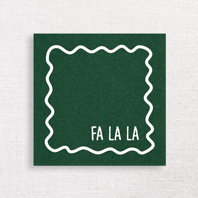 "Fa La La Holiday Premium Cocktail Napkins | Pack of 50 premium quality" - Napkins in green by Papel Custom Design