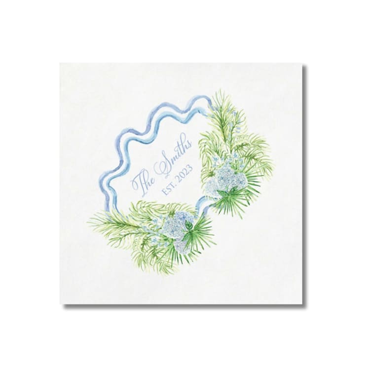 "Coastal Elegance Wedding Cocktail Napkins | Pack of 100" - Napkins in white by Papel Custom Design