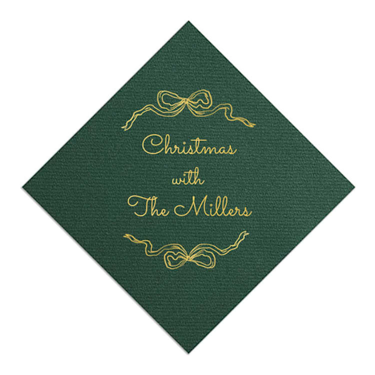 "Holiday Bow Napkins" - Napkins in green by ForYourParty