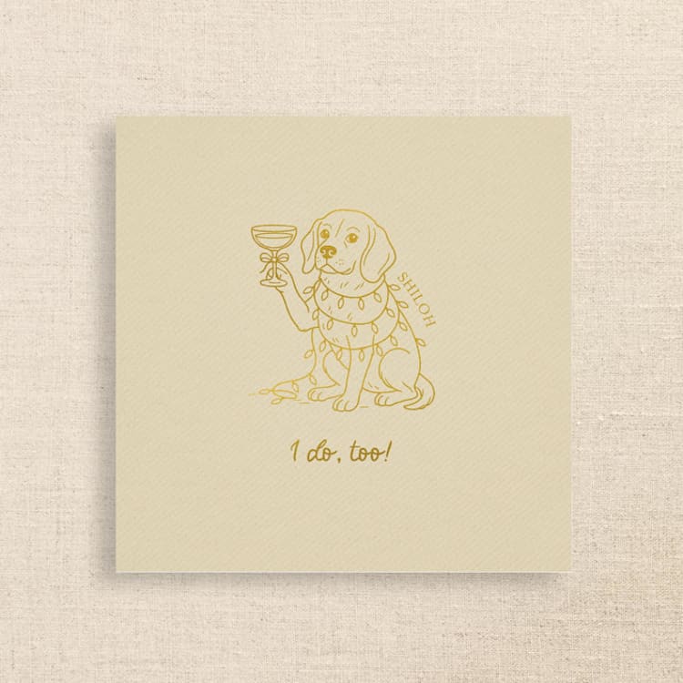 "Personalized Beagle with Pet Name Holiday Wedding Napkin - “I Do, Too!” - Pack of 50" - Napkins in beige by Papel Custom Design