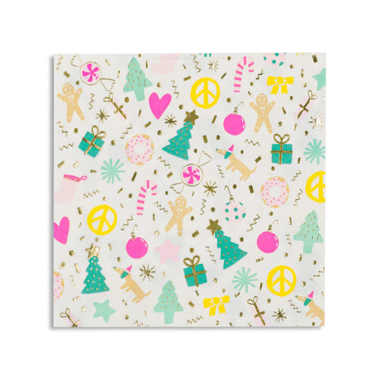 "Merry + Bright Large Napkins - Set of 16" - Napkins in multicolor by Jollity and Co