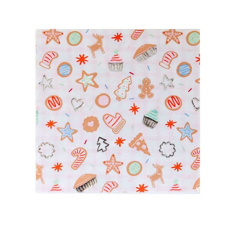 "Baking Spirits Bright Pink Baking Large Napkins - Set of 16" - Napkins in multicolor by Jollity and Co