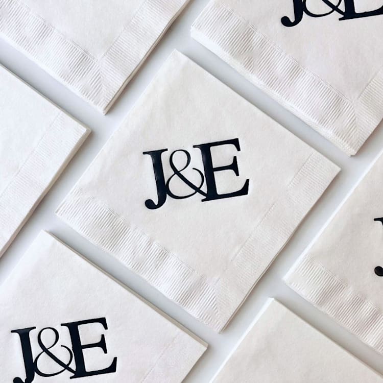 "Monogram Beverage Napkin | Personalized Initials | Set of 50" - Napkins in white by Alyssa Cook