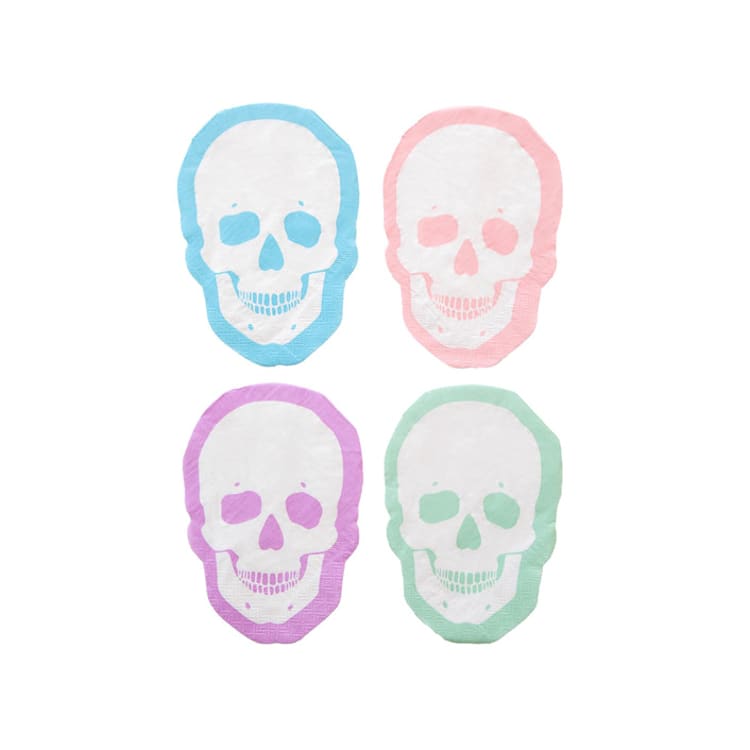 "Pastel Skull Large Napkins - Set of 16" - Napkins in white by Jollity and Co