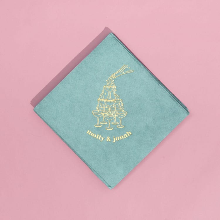 "Classic Champagne Tower Napkin, cocktail size, set of 100" - Napkins in green by ForYourParty
